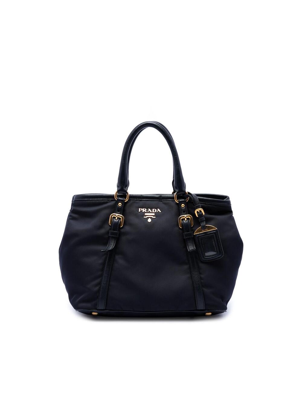 Prada Soft Calf Trimmed Tessuto Satchel #359927P64B